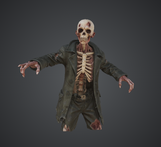 Half-Skeleton Zombie Bust – Exposed Ribcage Undead Horror