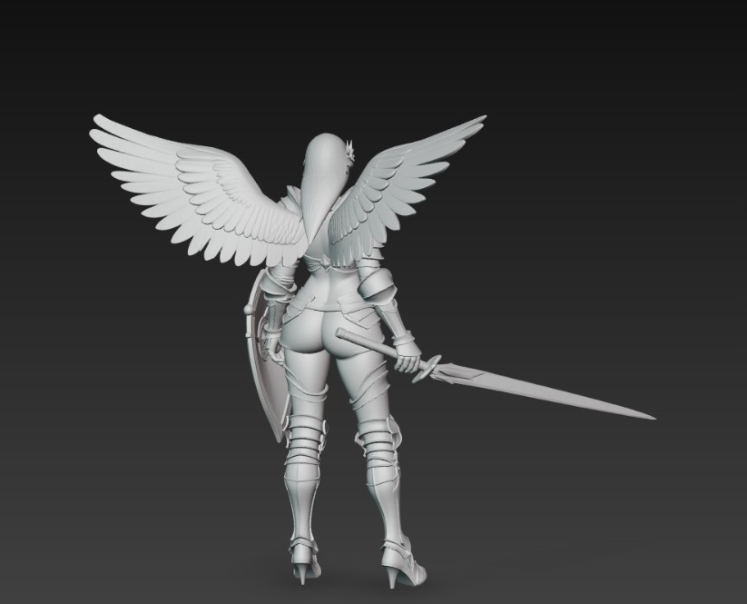 female angel in armor with sword and shield — miniatura 5