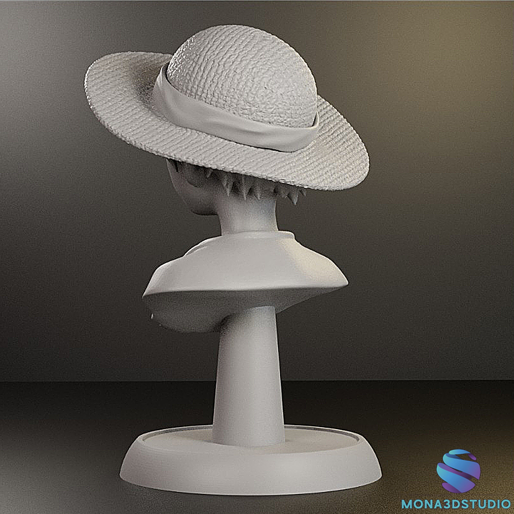 Monkey D. Luffy Bust One Piece Straw Hat STL 3D Print Figure Statue — miniatura 12