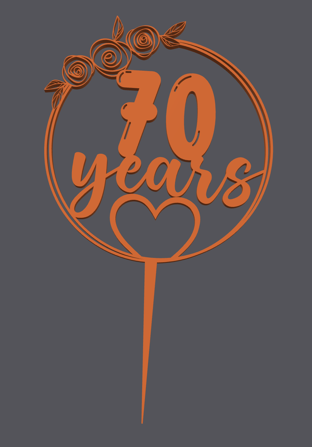 Topper para pastel – Corazón con 70 años | Cake Topper – Heart with 70 Years | 3D Print