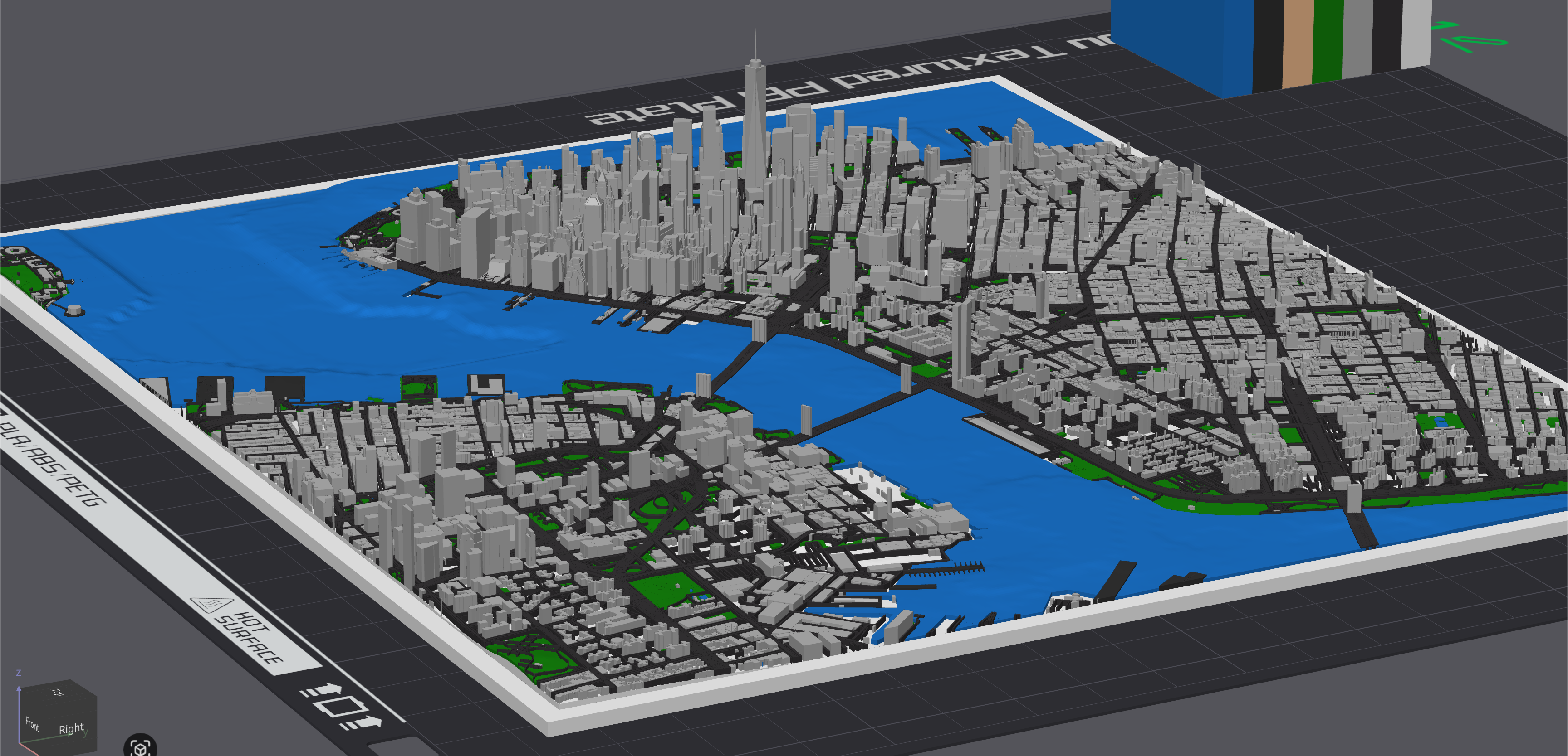 New York City 3D Map – Multicolor AMS Print | Manhattan, Brooklyn & Hudson River