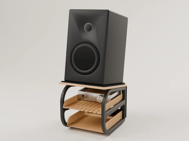 Bookshelf Desk Speaker Risers w/ Storage