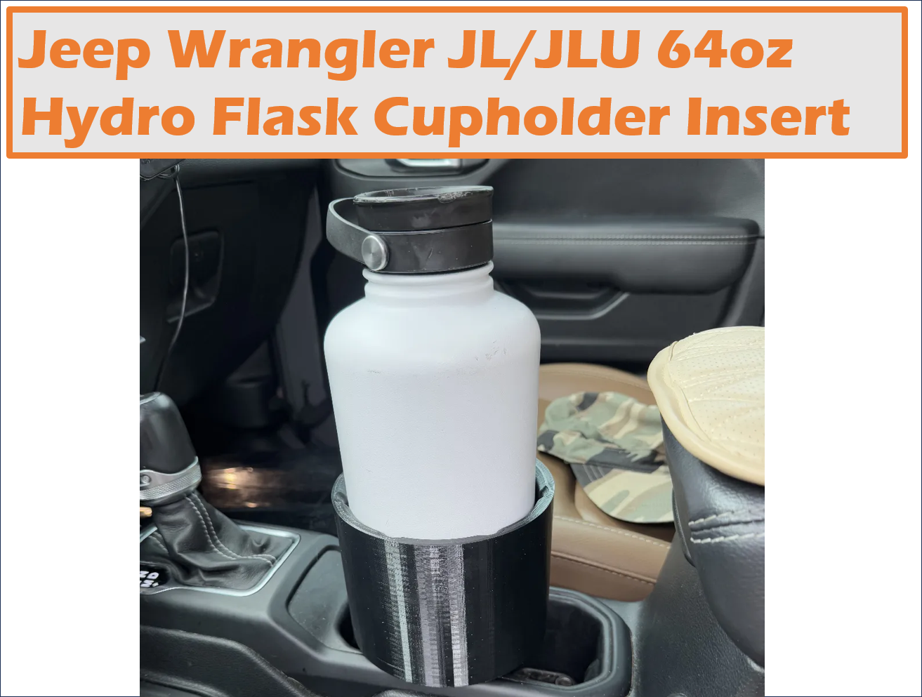 Jeep Wrangler JL/JLU 64oz Hydro Flask Cupholder Insert