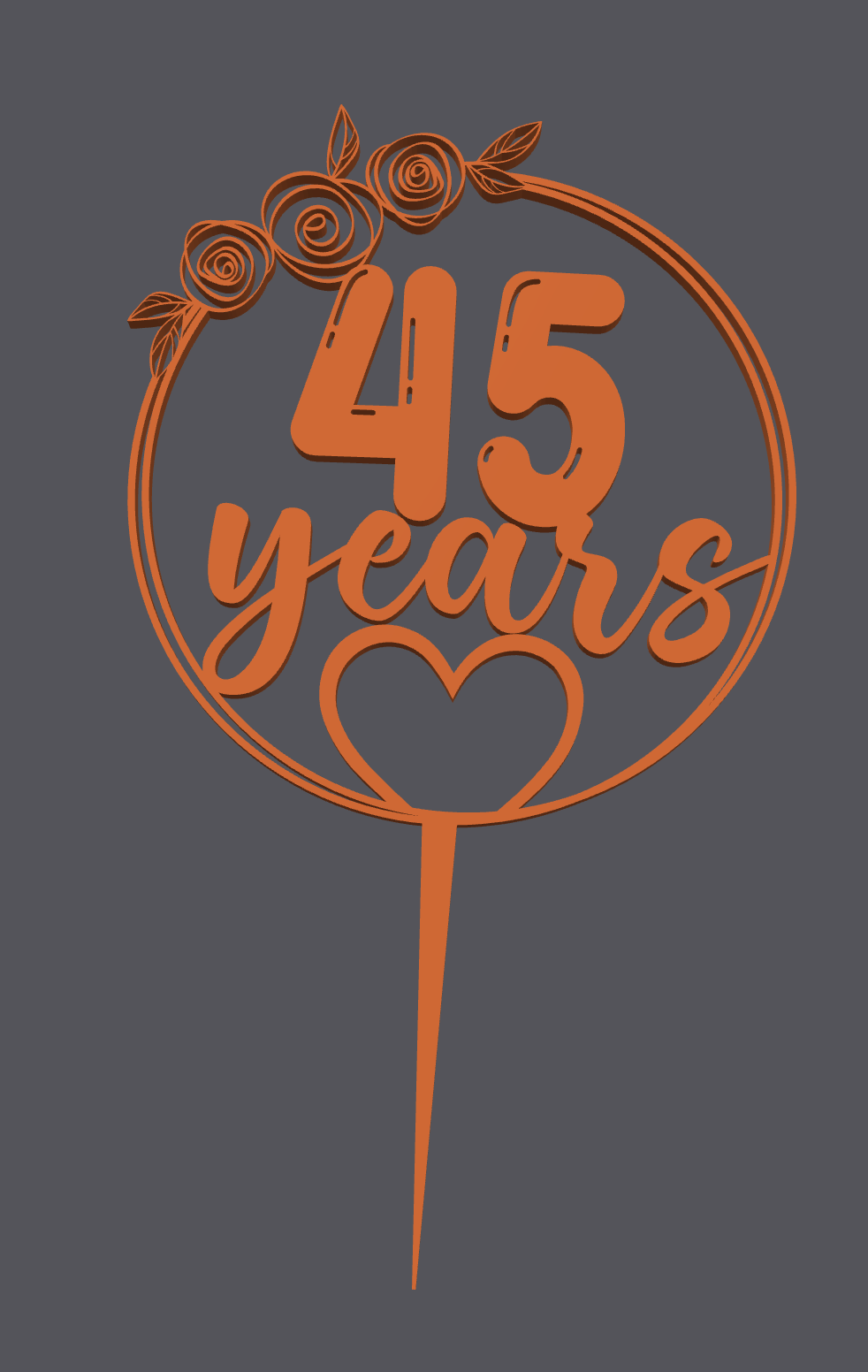 Topper para pastel – Corazón con 45 años | Cake Topper – Heart with 45 Years | 3D Print
