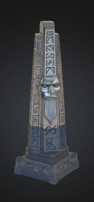 Ancient Egyptian Obelisk with Guardian Face – Mythic Temple Monument