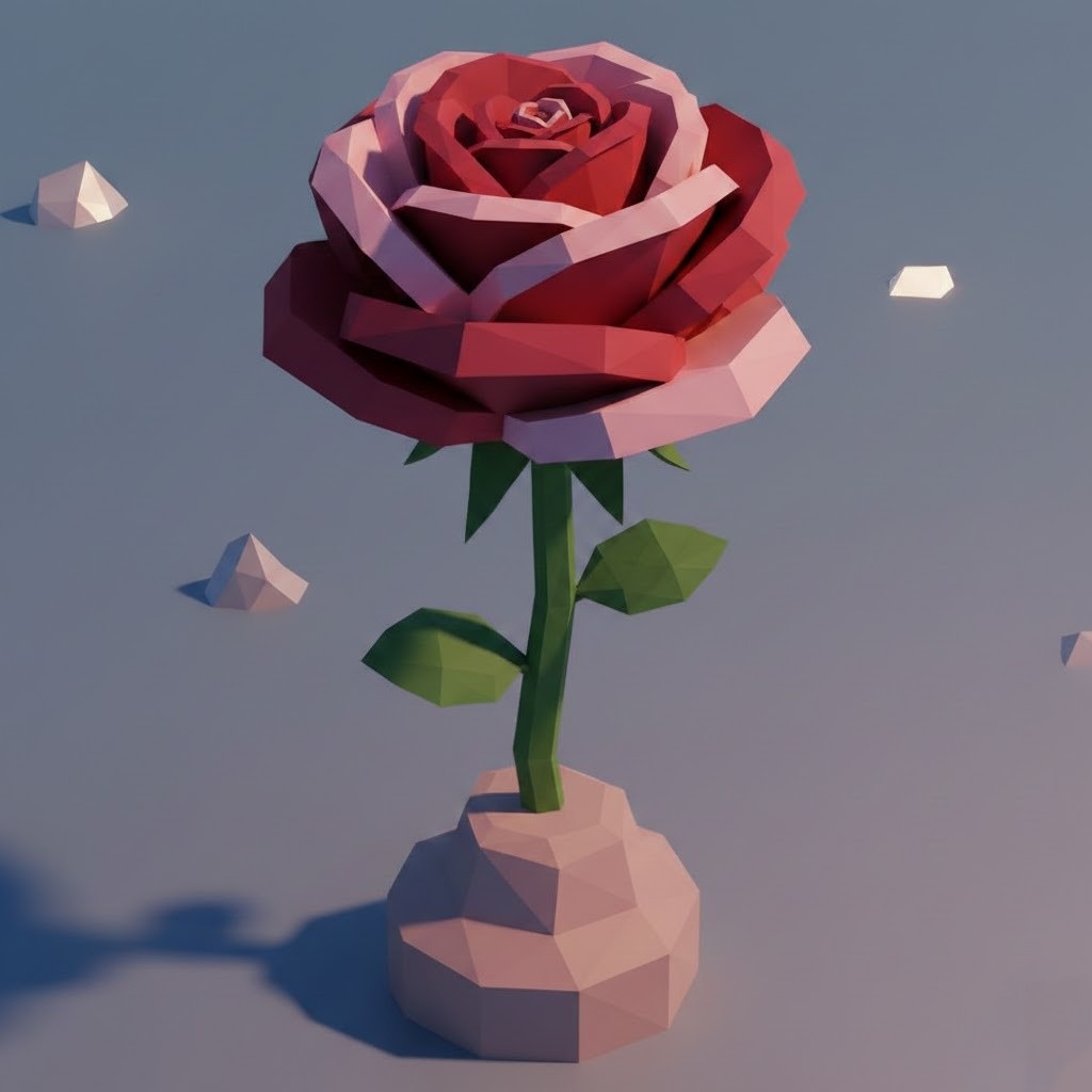 Low-Poly Rose Valentine’s Day