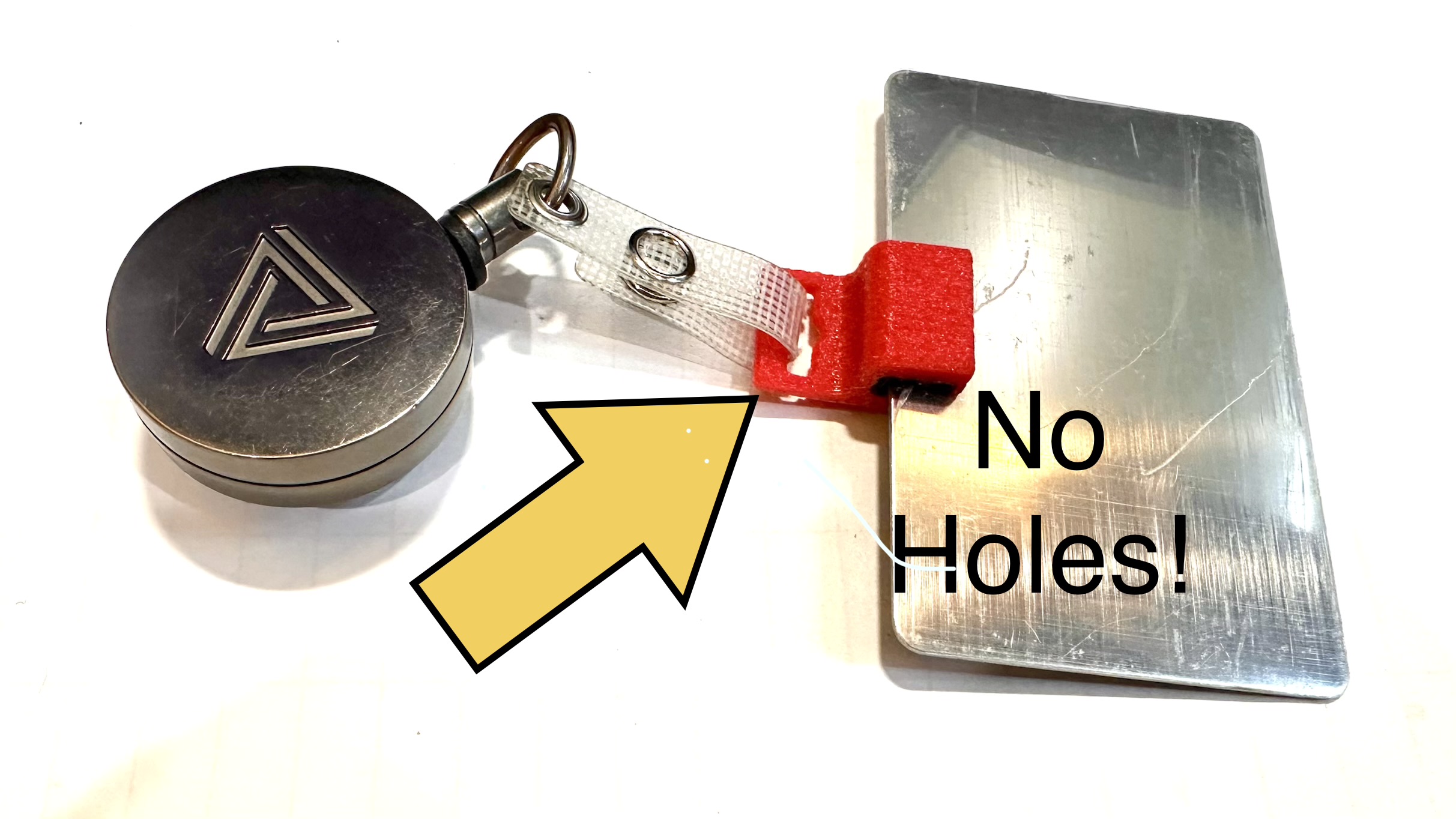 ID Badge Card Holder Gripper Clamp for Lanyard Reel or Clip -- NO HOLES NEEDED -- by Upton O'Goode