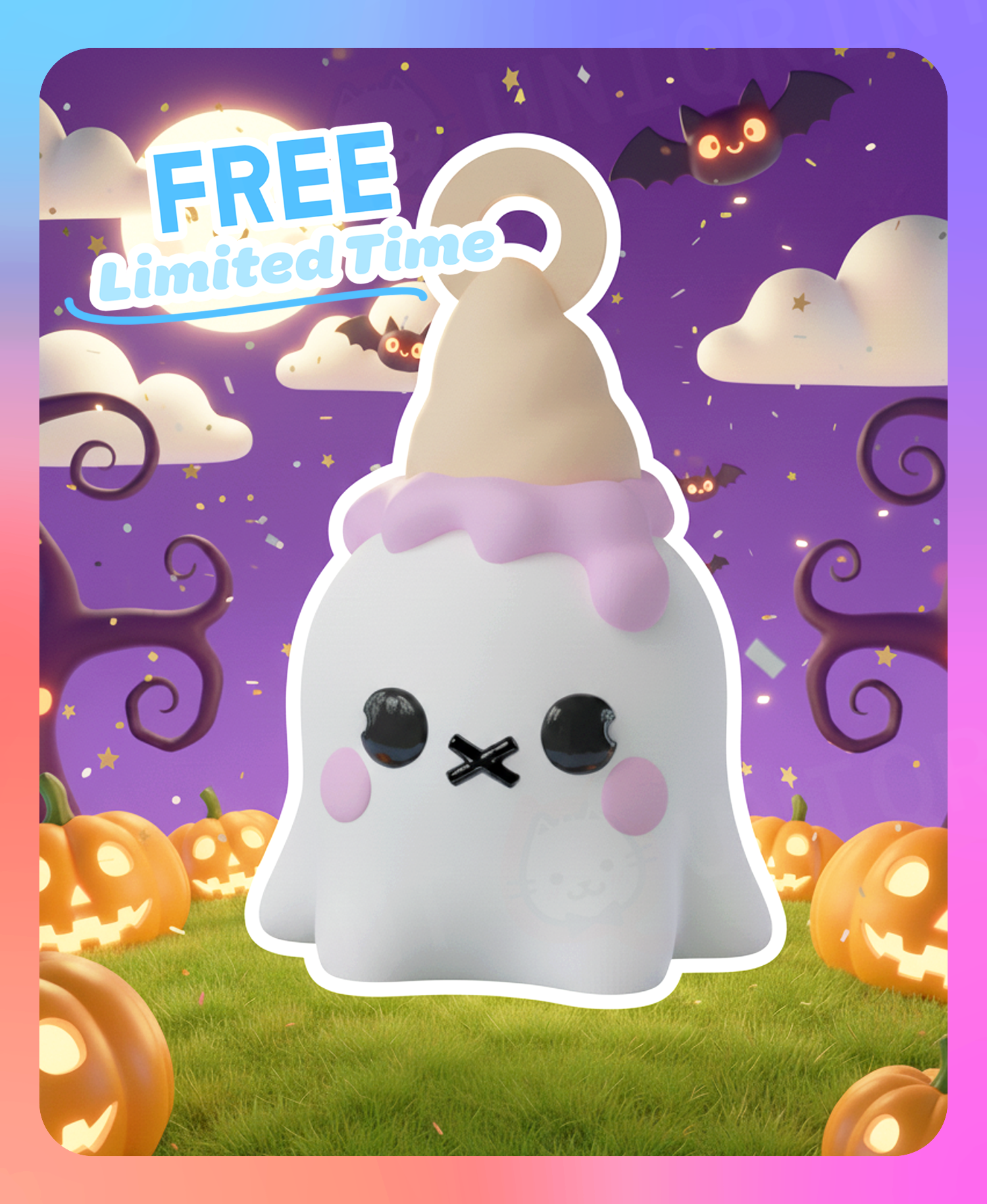 Little Ghost Keychain: Ice Cream (Single Color)