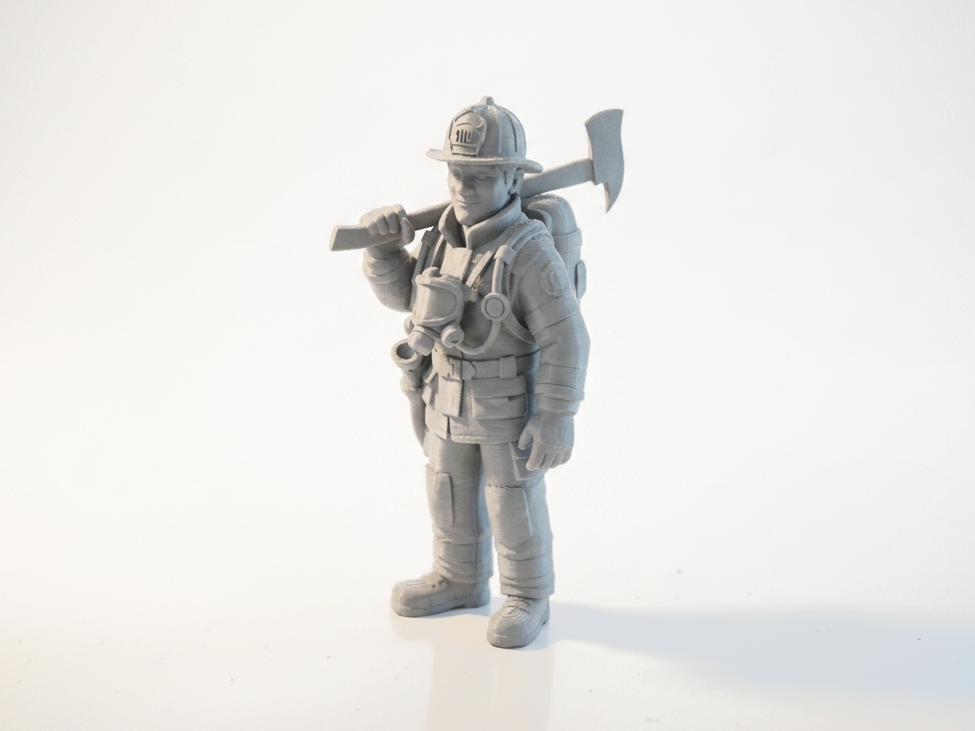 Fireman With Axe Figurine Emergency Hero 3D Printable