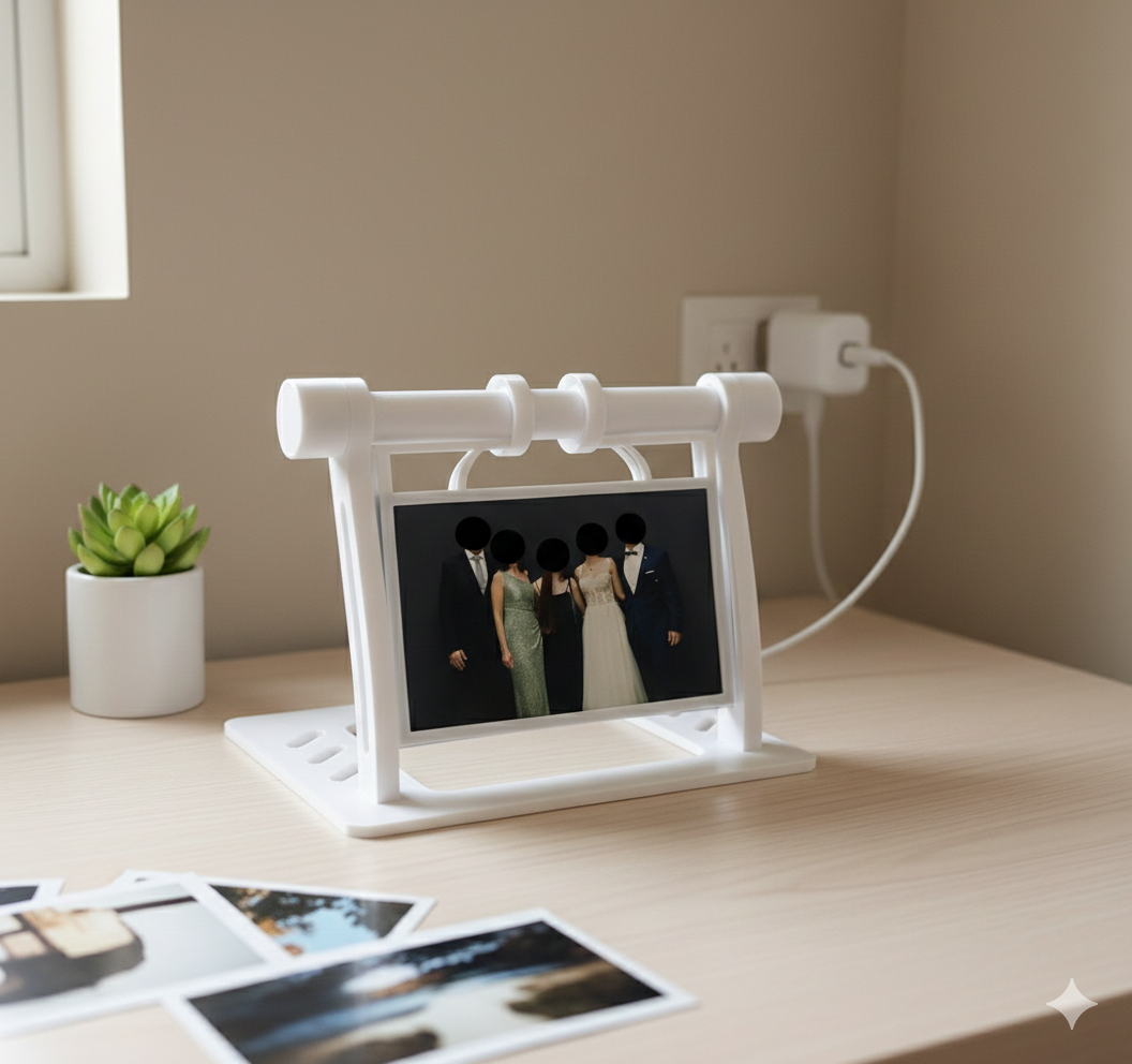 Rotating photo holder inspired by a rotary card file
