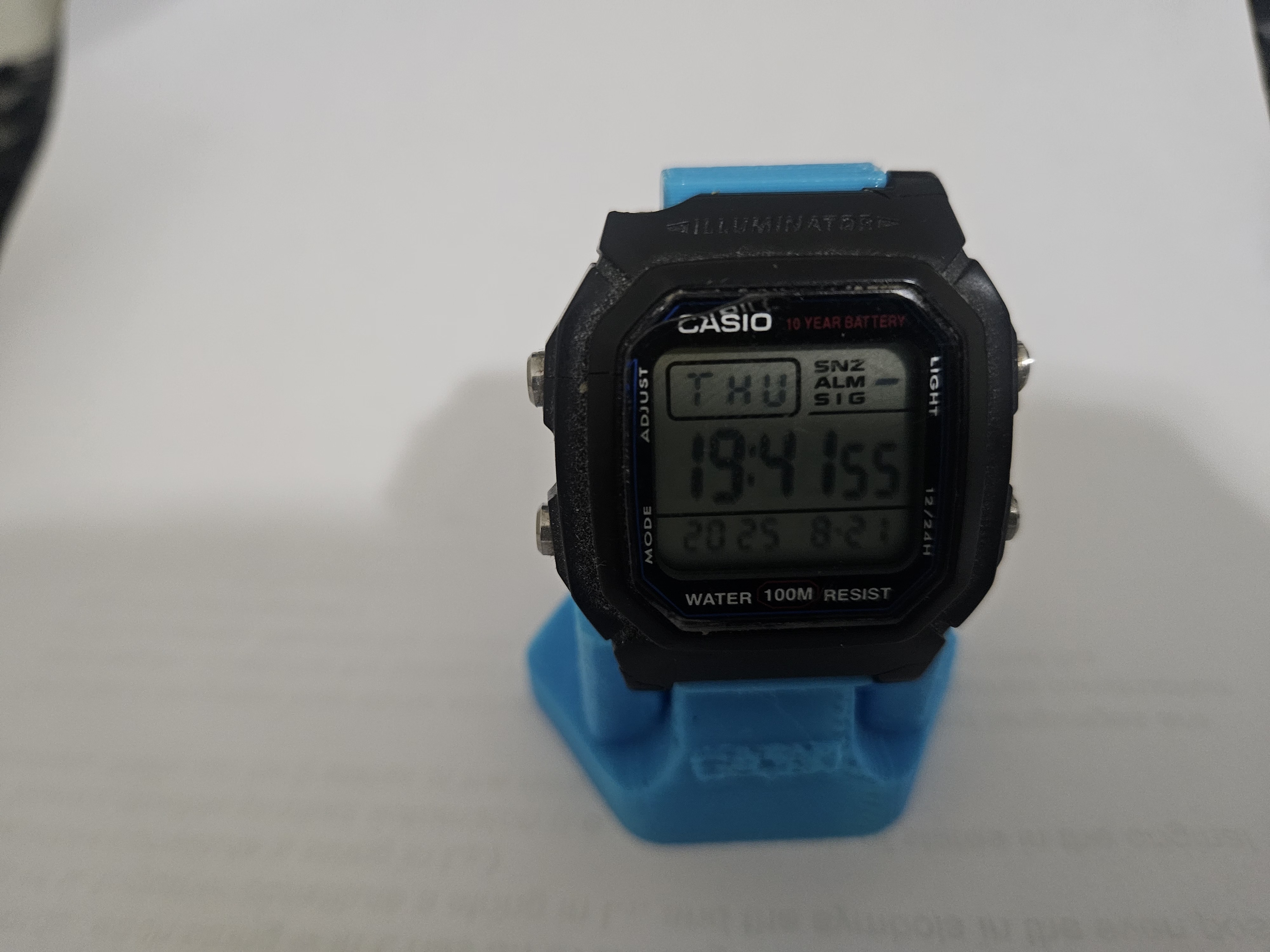 Casio W800 watch holder stand with storage trays - one part, no supports needed