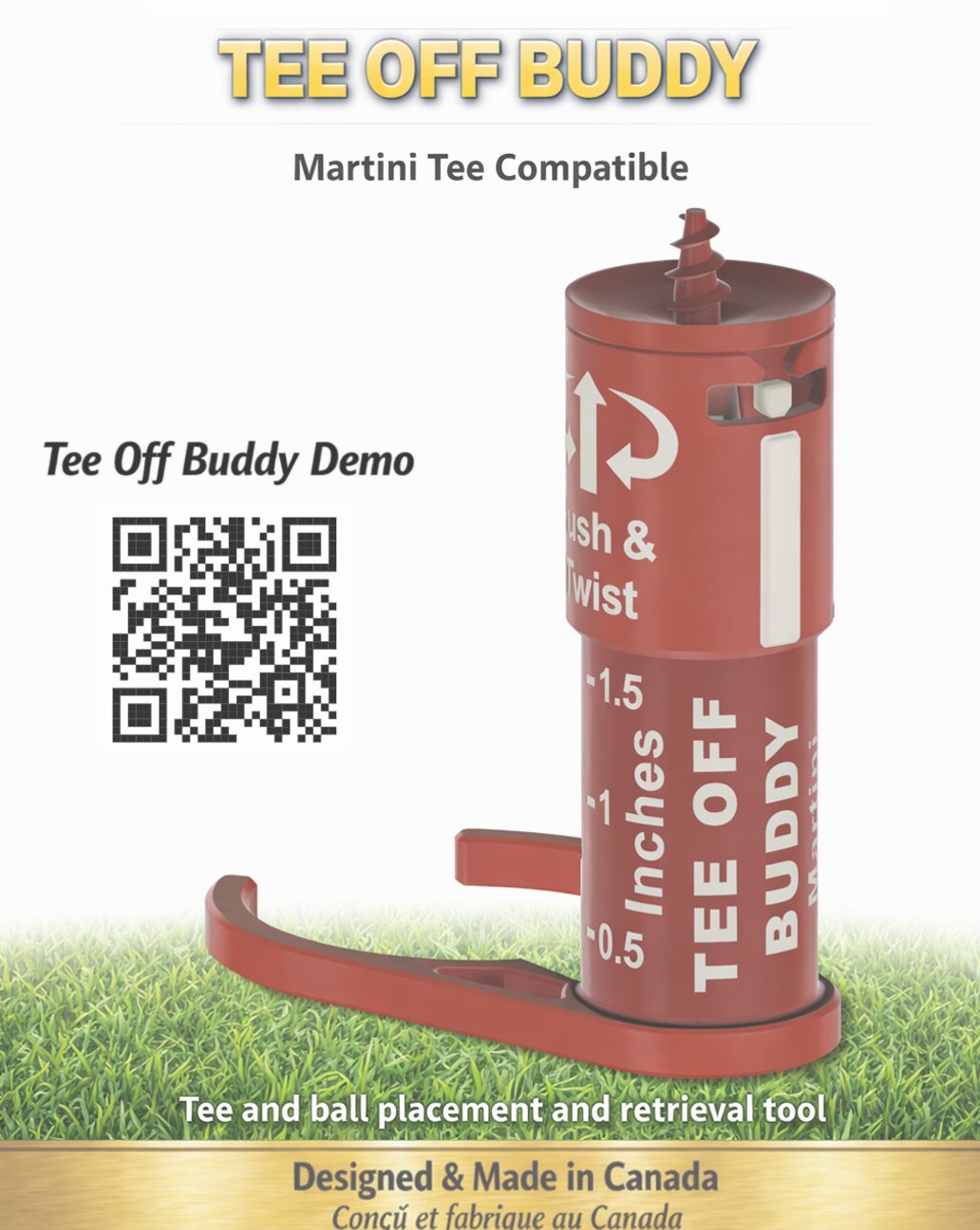 Golf / Accessibility - Tee Off Buddy - Golf Ball & Martini Tee Placement/Retriever Quick‑Connect Attachment