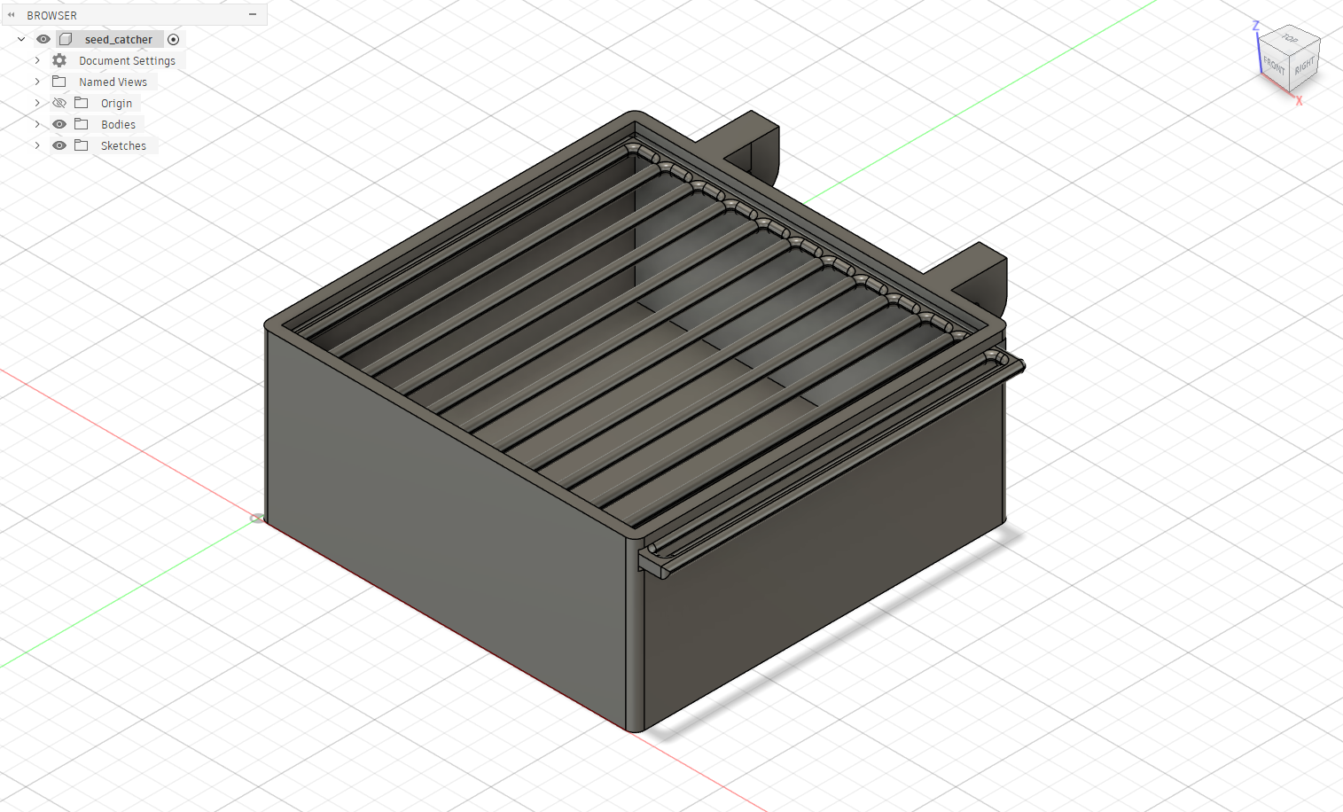 Operant behavior overflow seed catcher