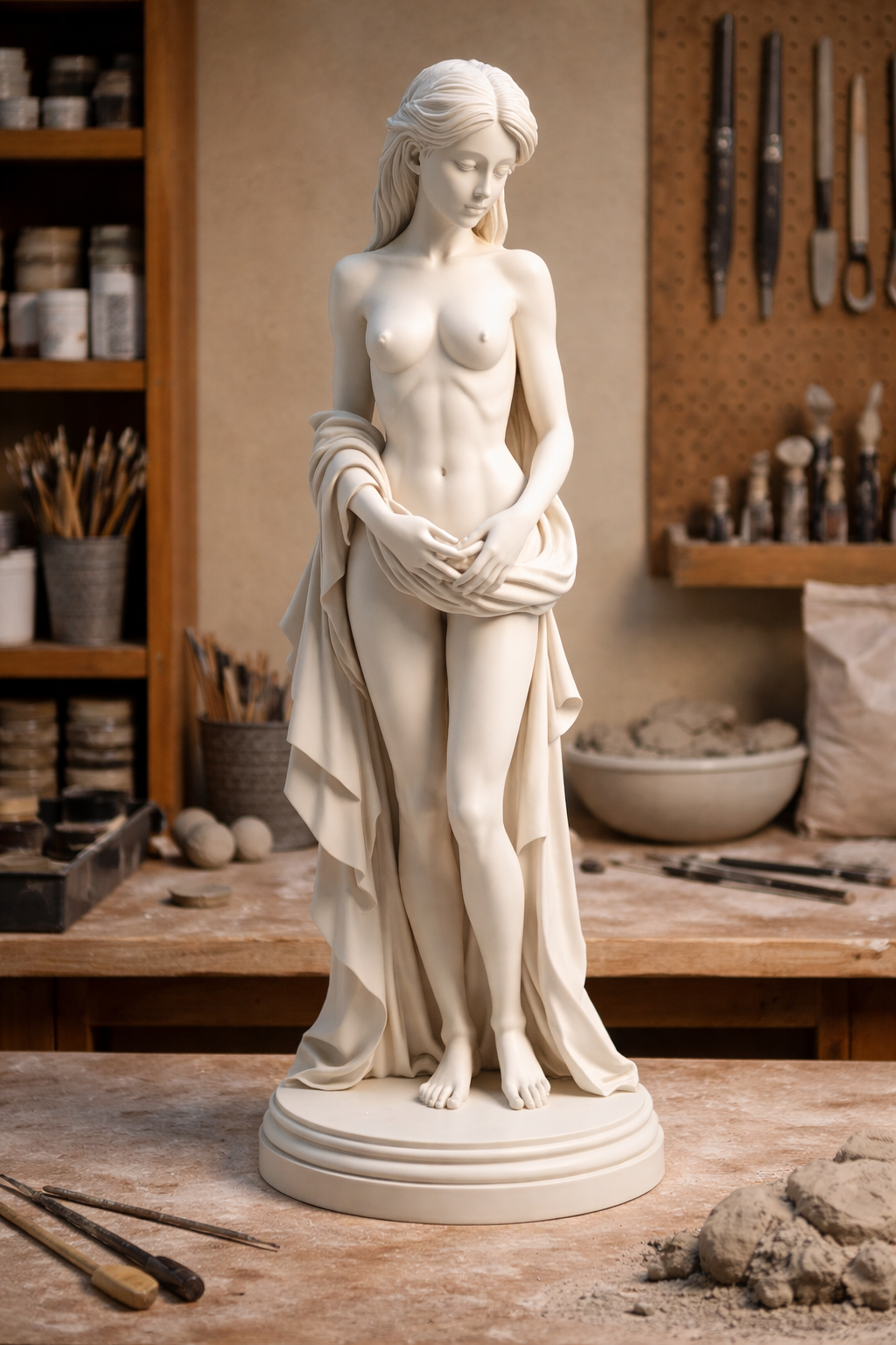 Veiled Female Statue – Classical Sculpture