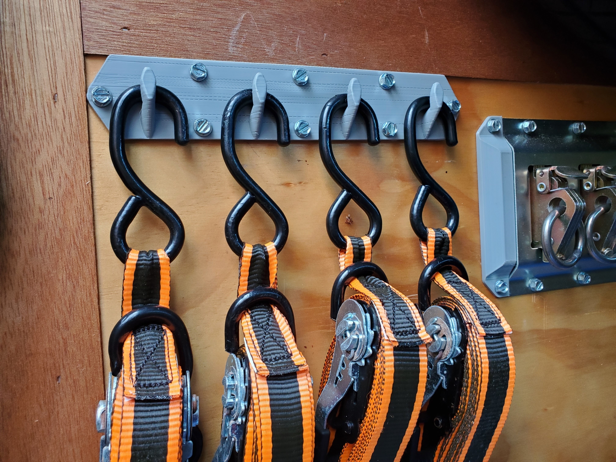 Ratchet strap hooks/holder V2  (trailer/shop/workbench)