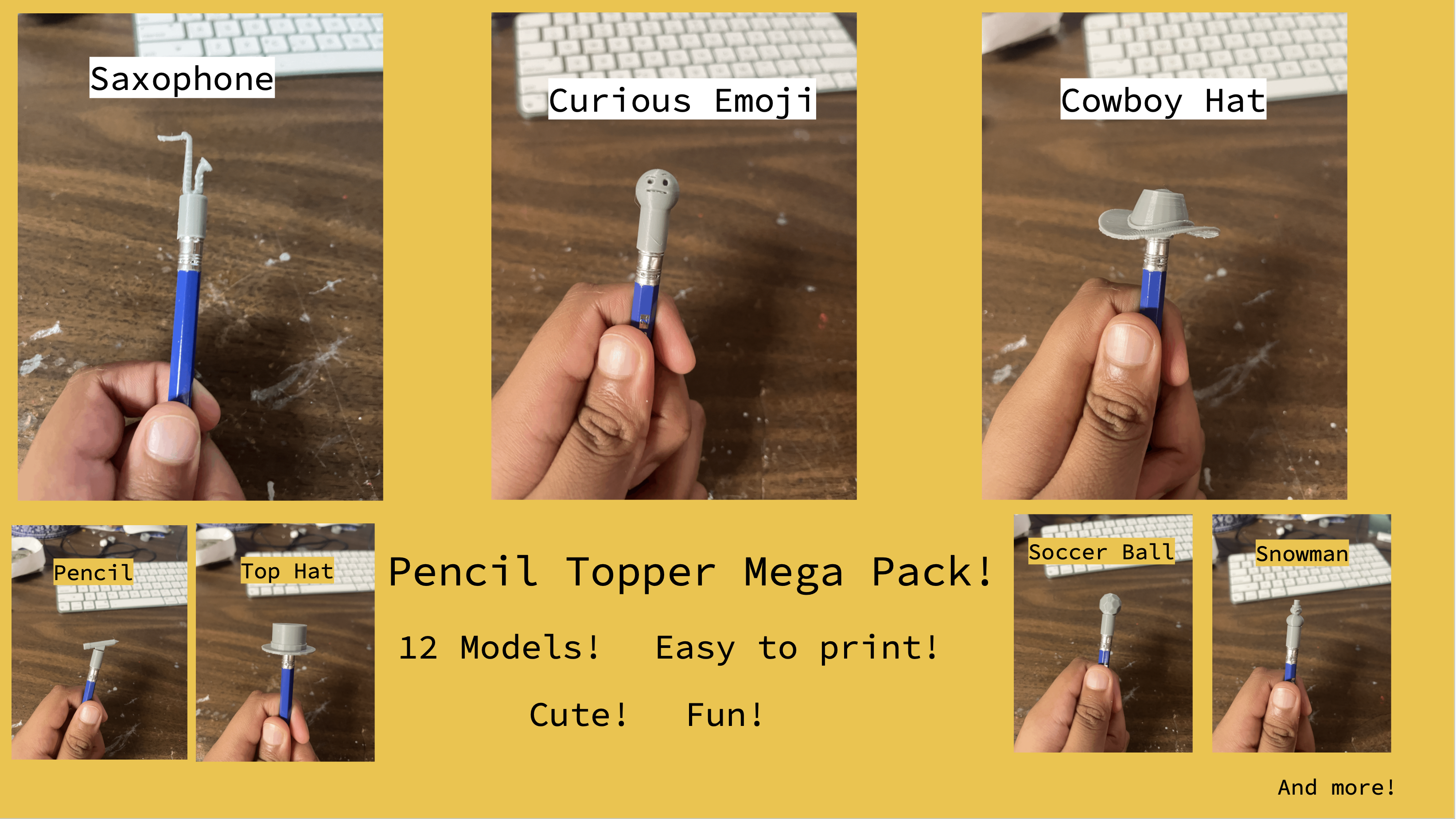 Back To School Pencil Topper Mega Pack! 12 Cute And Easy To Print Models!