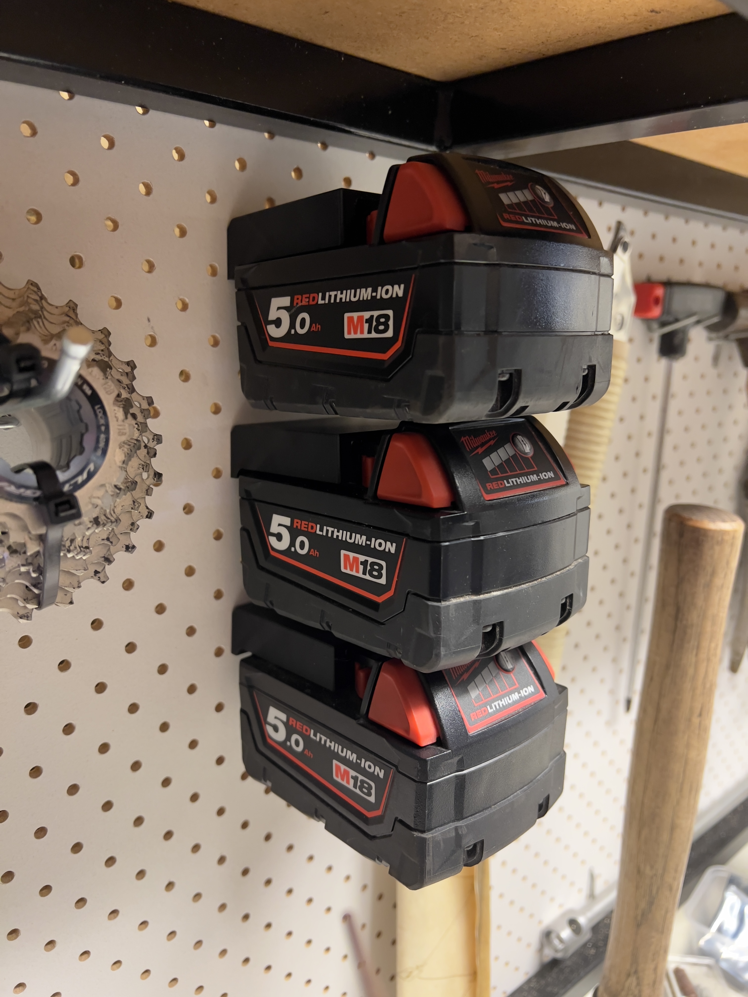 Milwaukee M18 battery pegboard mount