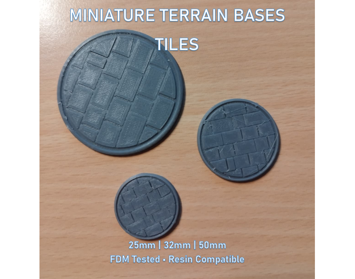D&D Miniature Base 25mm/32mm/50mm - Stone Tile Floor - Tabletop RPG Terrain