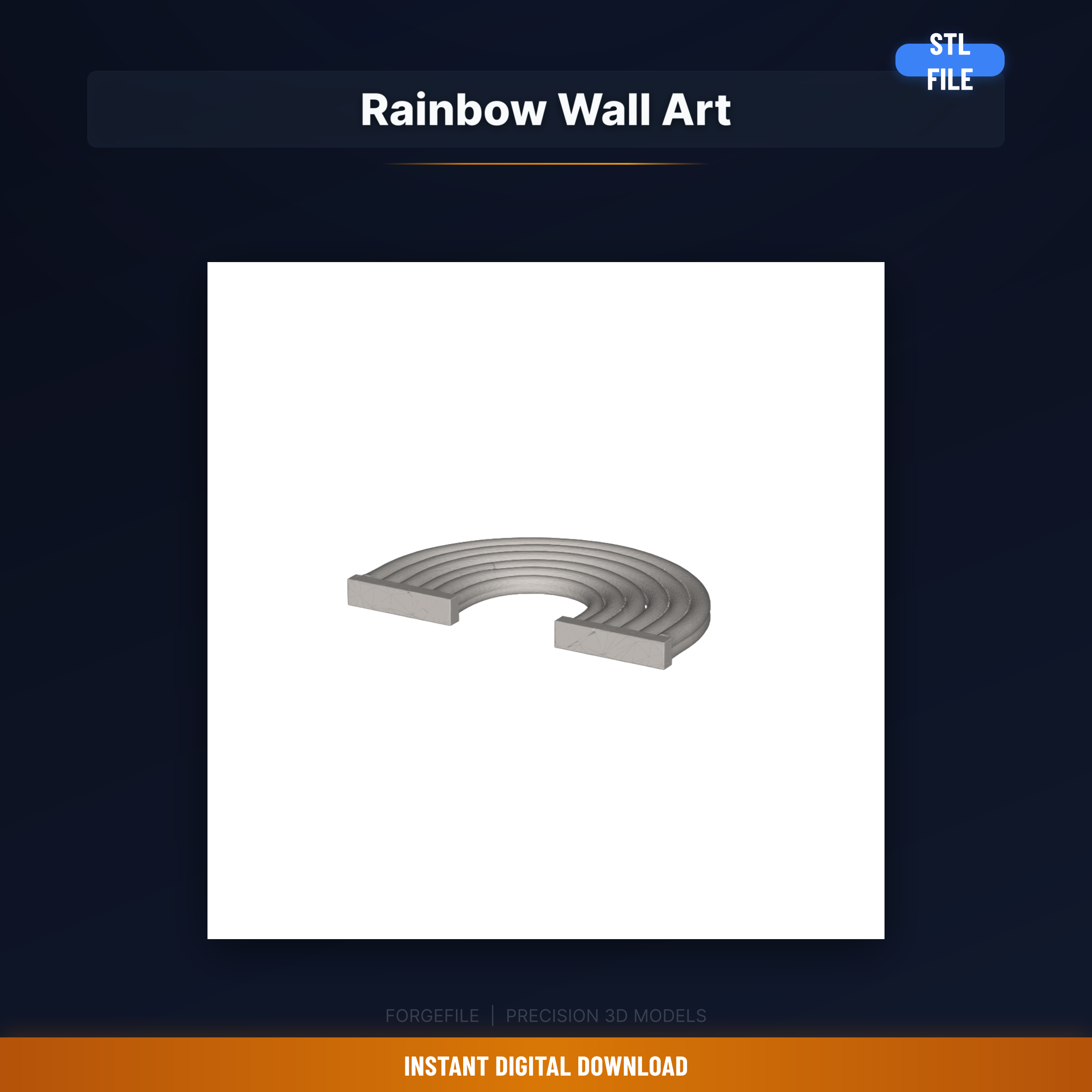 3D Rainbow Wall Decoration, Raised Arches, Colorful Nursery Art, - 3D Printable STL File