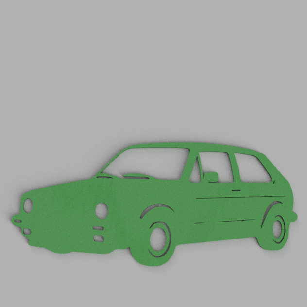 Classic Compact Car Silhouette 3D model by PrintVision
