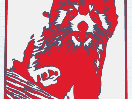 red panda woodcut-style print