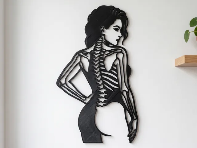 Gothic Spine & Woman Silhouette – Anatomical Wall Art / Decor