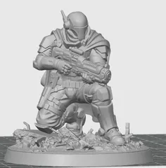 Oath Sword Bastion Knight kneeling with plasma gun 2