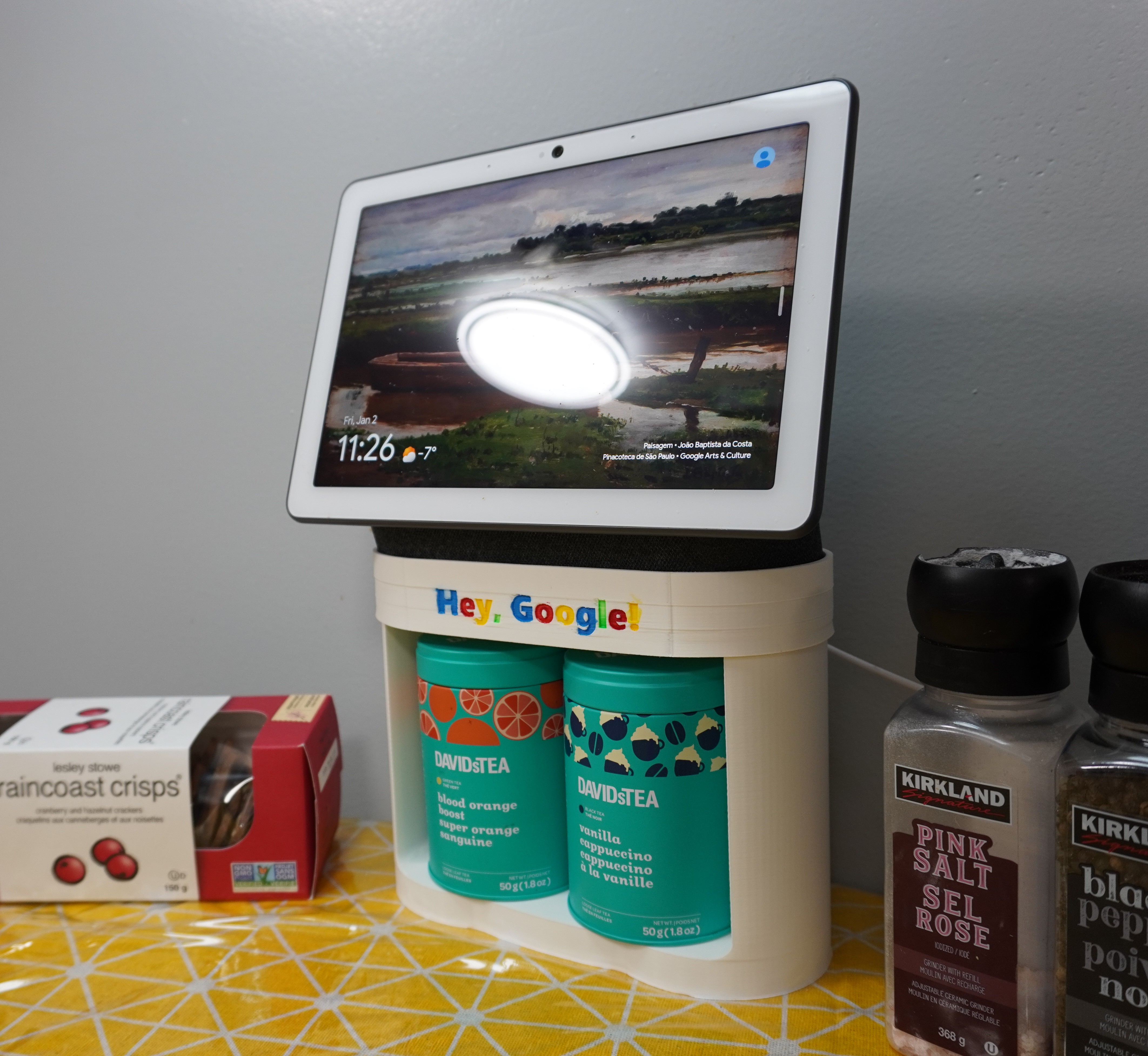 Modular Google Nest Hub Max Stand – Rotating/Static Top, Angle Wedge, Ergonomic Base with Storage Shelf