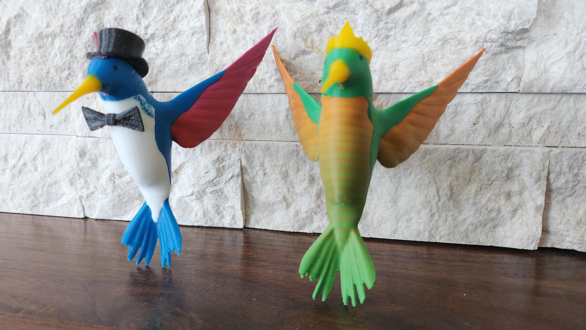 Bride and groom humming birds