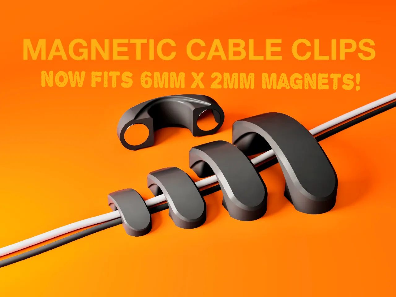 Cable Management Clips - Magnetic (6mm x 2mm Magnet Version)