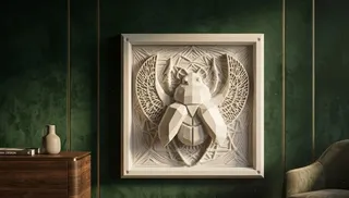 Winged Egyptian Scarab 3D Wall Relief