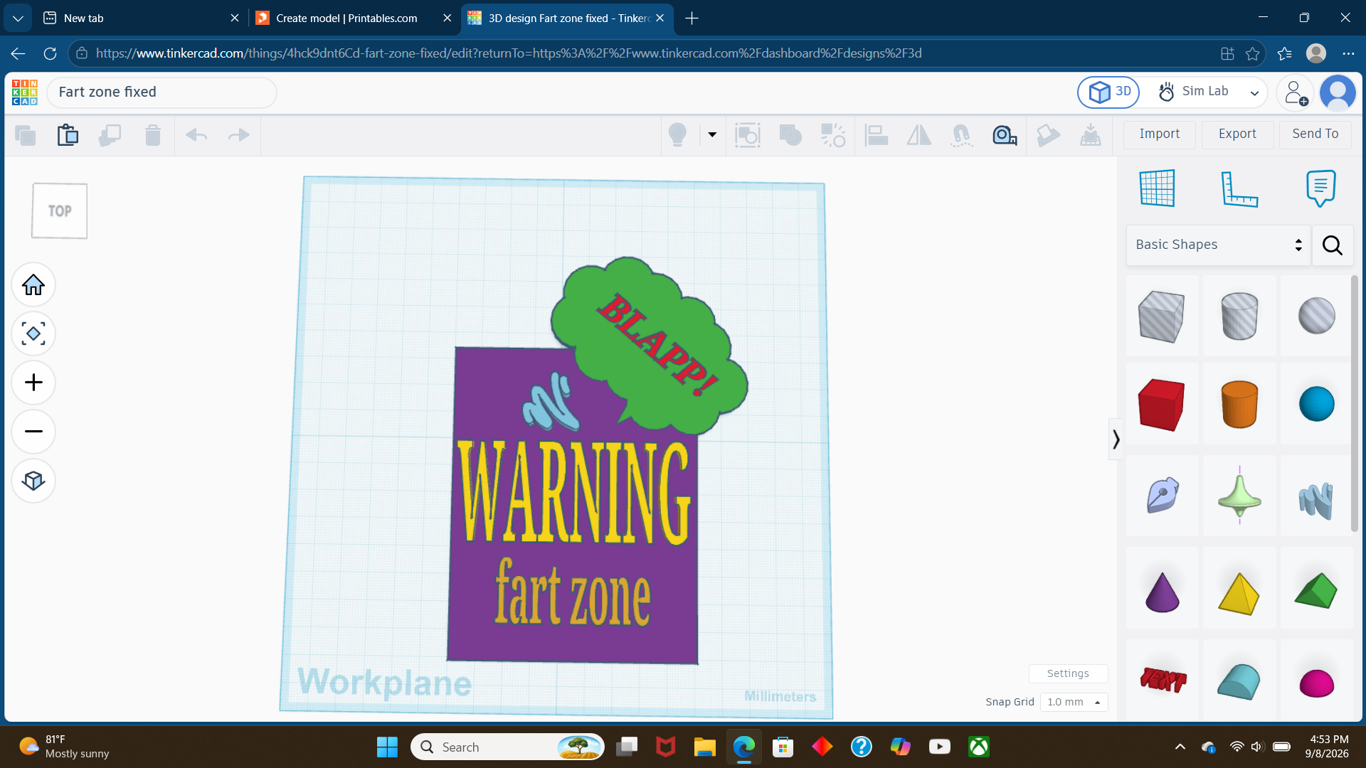 Fart Zone sign