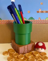 Super Mario Pipe Pen Holder with 3 Hidden Compartments