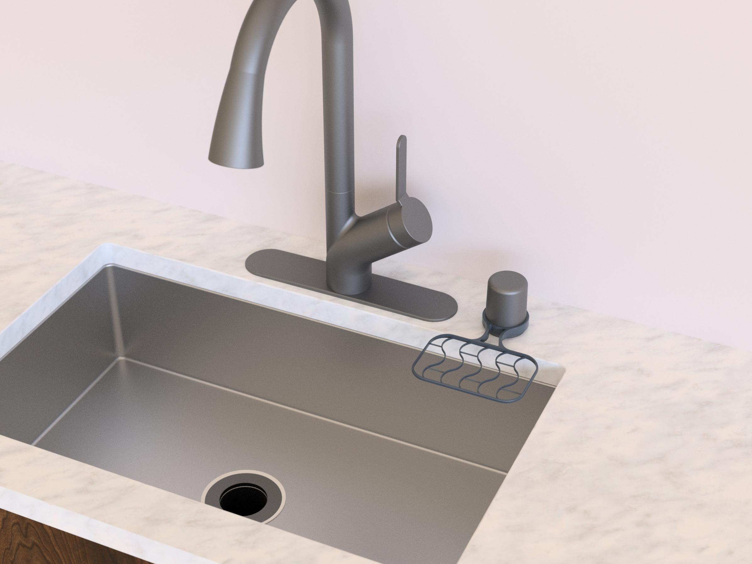sponge holder mounted to dishwasher airgap cap