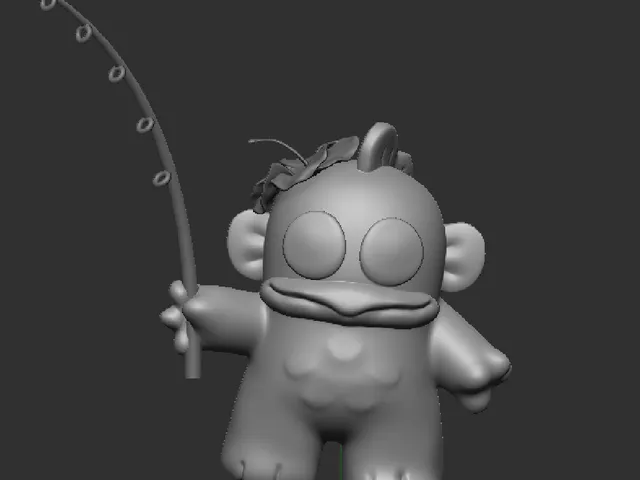 Hangyodon Holding a Fishing Pole