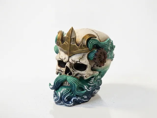 Poseidon Skull Mythological Sculpture 3D Printable