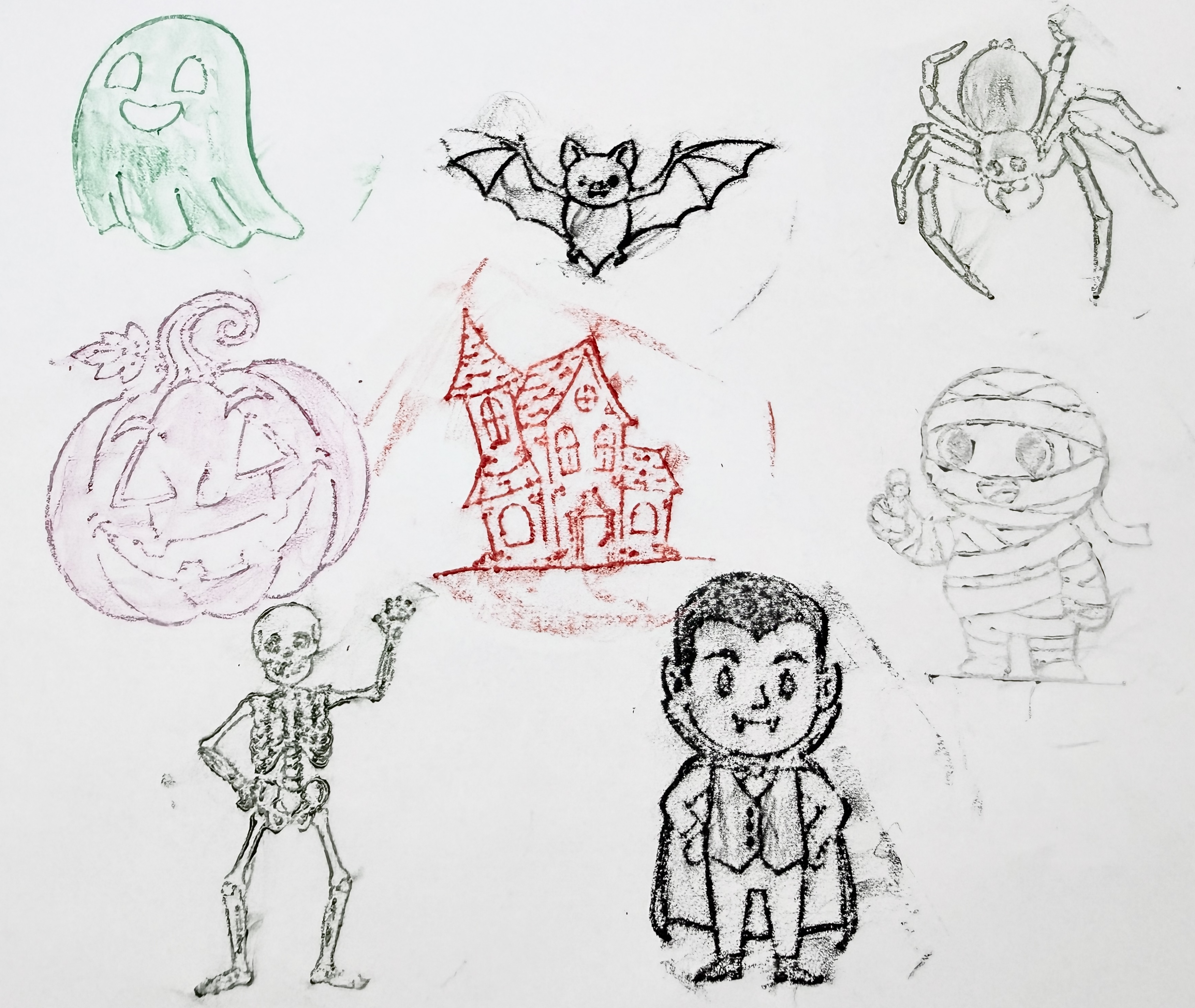Halloween themed crayon rubbing plates