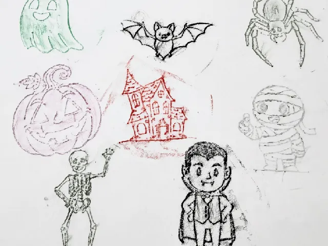 Halloween themed crayon rubbing plates