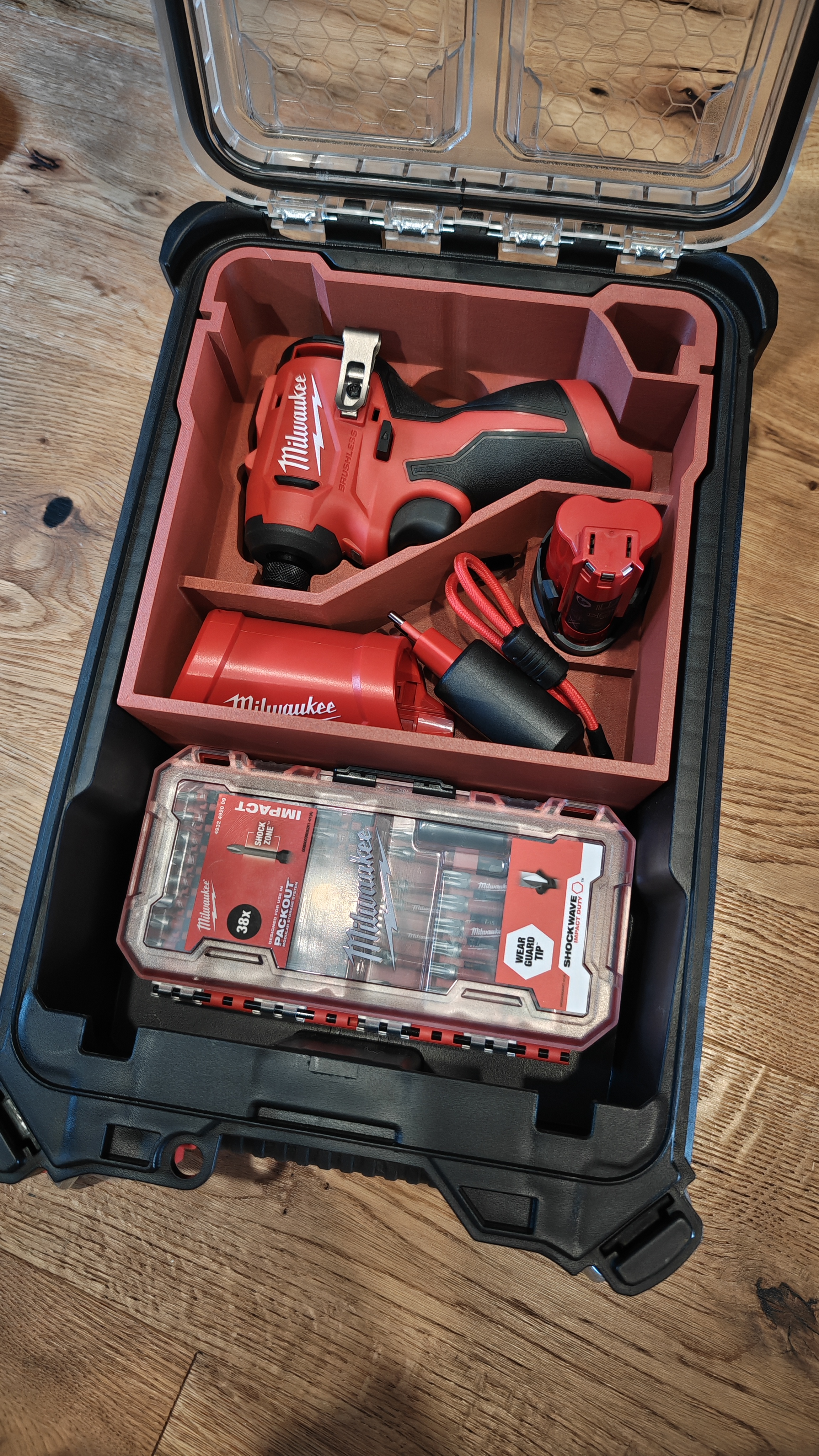 Milwaukee Packout Compact Organizer Insert - M12BLIDRC + M12HB2.5 + M12TC2 + SHOCKWAVE Set 38pcs