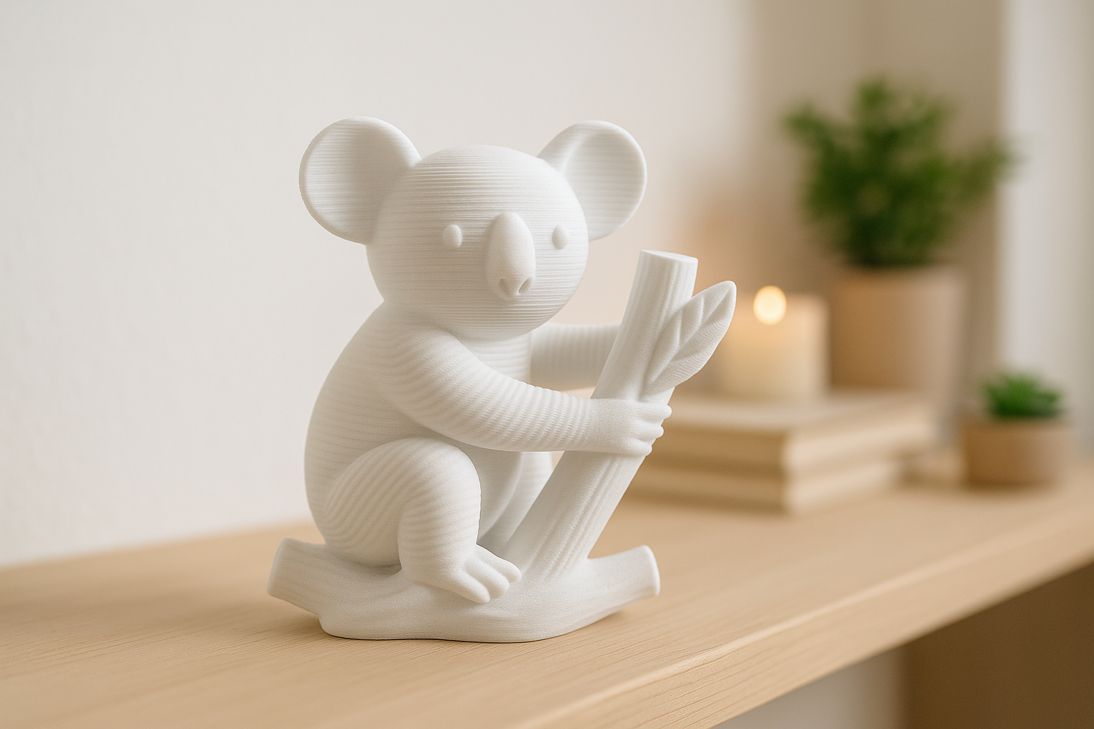 Cute Koala Figurine on Tree Branch