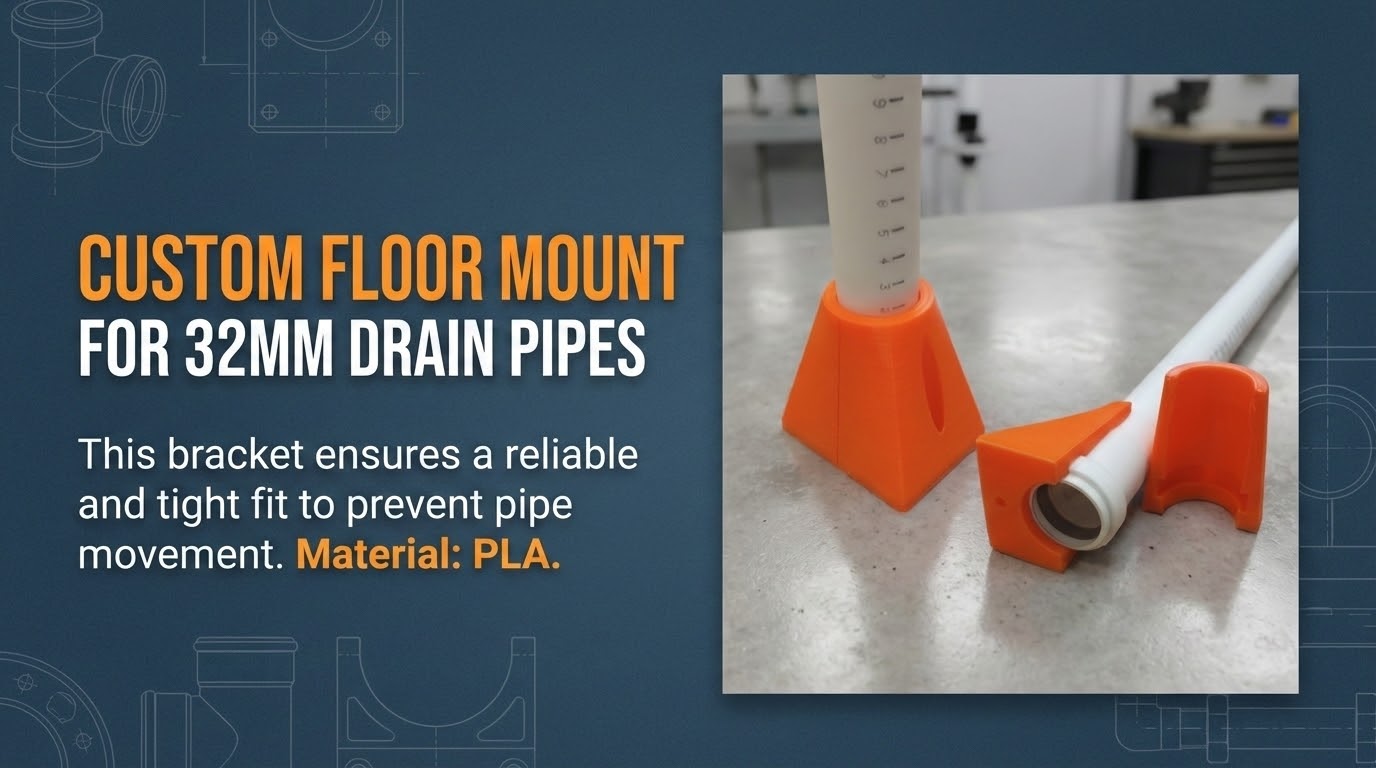 A custom floor mount for 32mm drain pipes