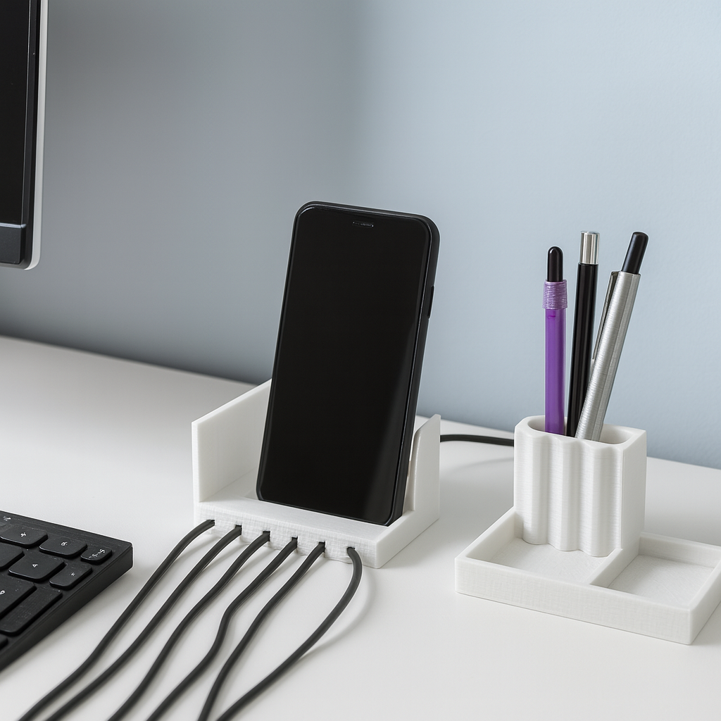 DeskBuddy Modular Organizer – Kabelhalter, Handy- & Stiftstation (3-in-1)