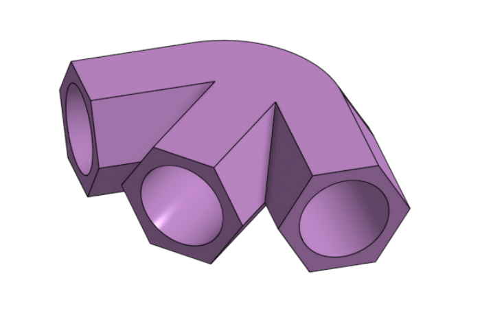 Hexagonal Corner Connector x3 2 45deg for PCV Tubing