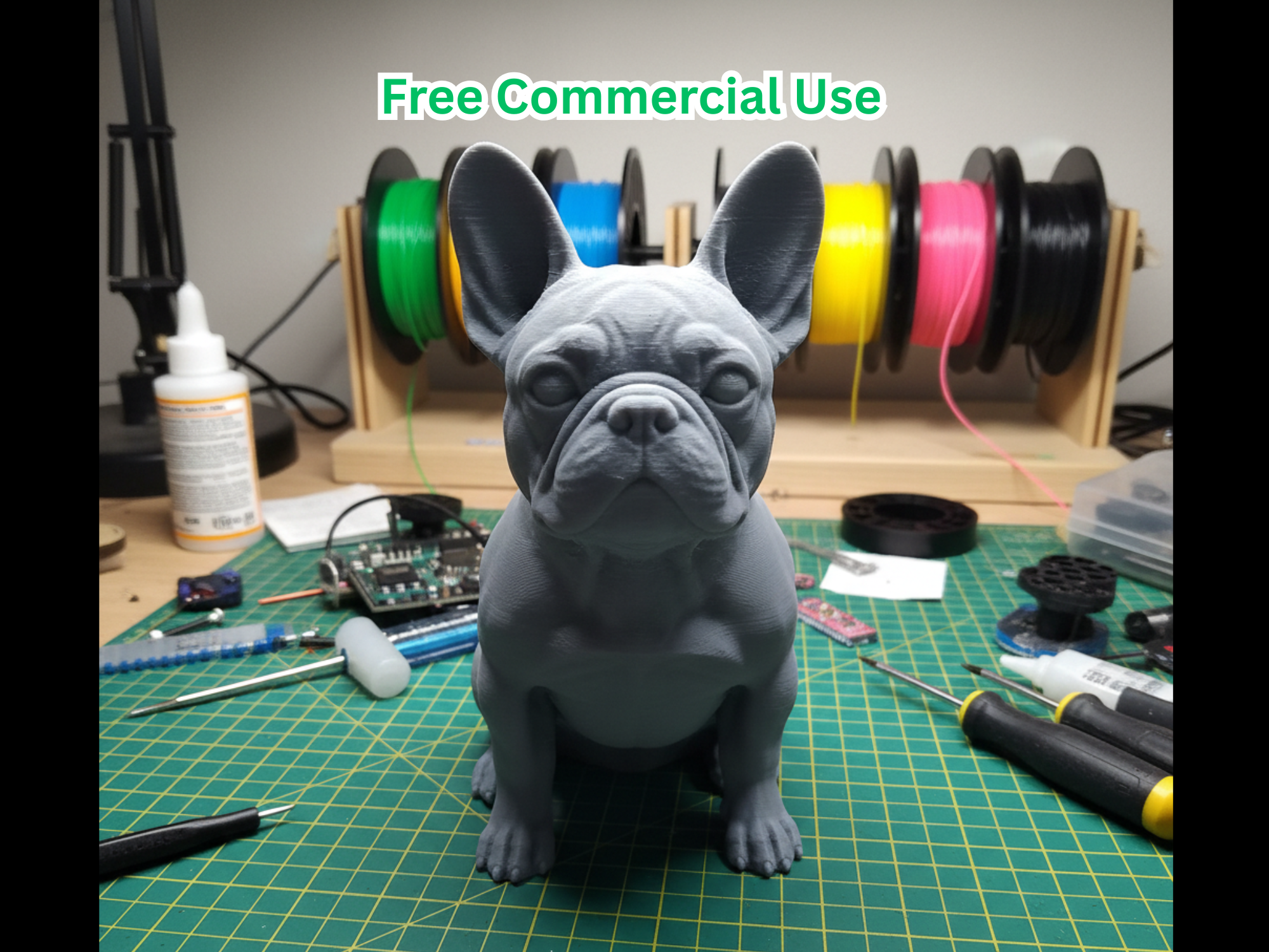 Realistic French Bulldog Sitting Statue