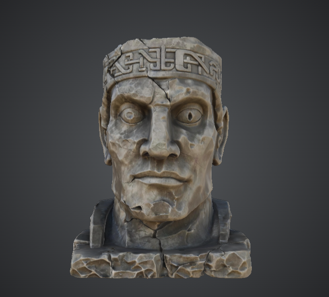 Ancient Stone Guardian Bust – Ruined Temple Statue Head