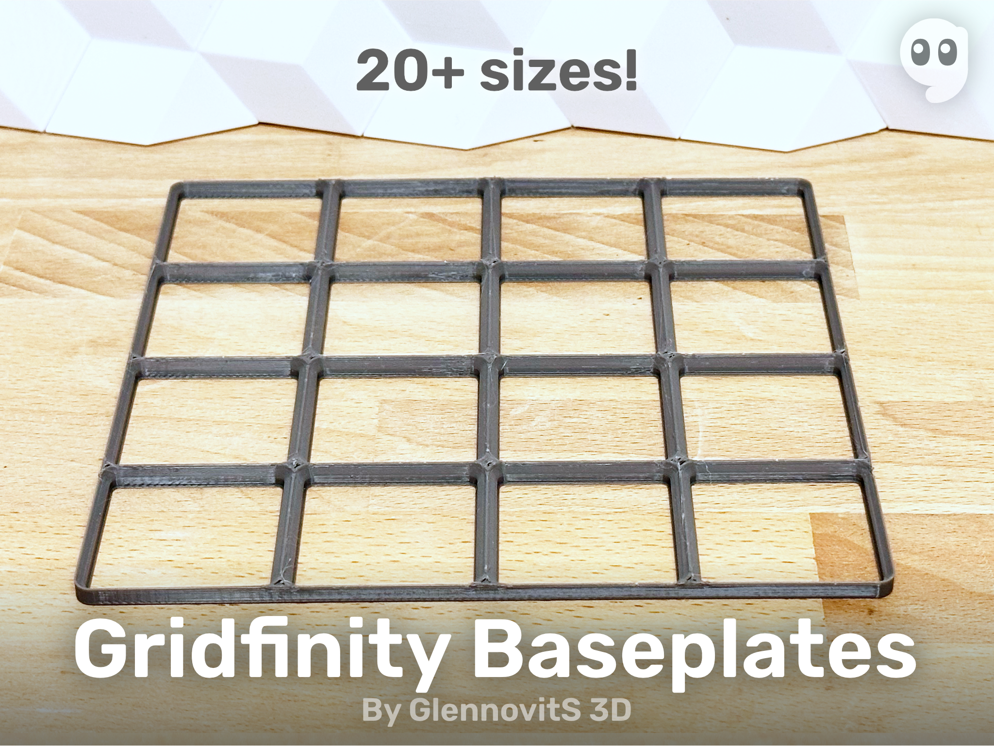 Gridfinity Baseplate (Quick print, lite version, less filament) 3D model thumbnail