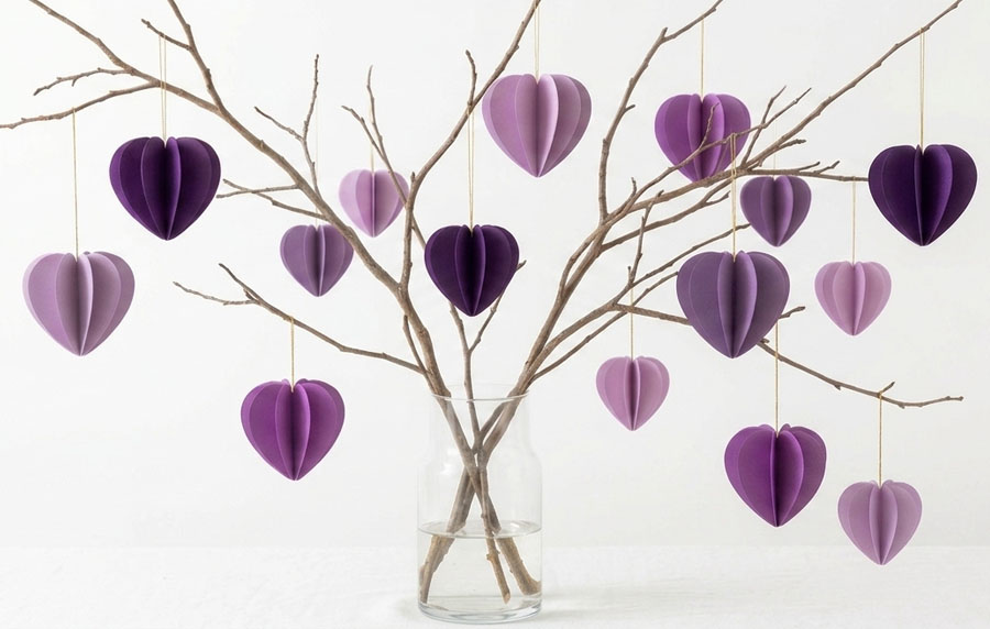 3D Paper Heart Ornament & Garland