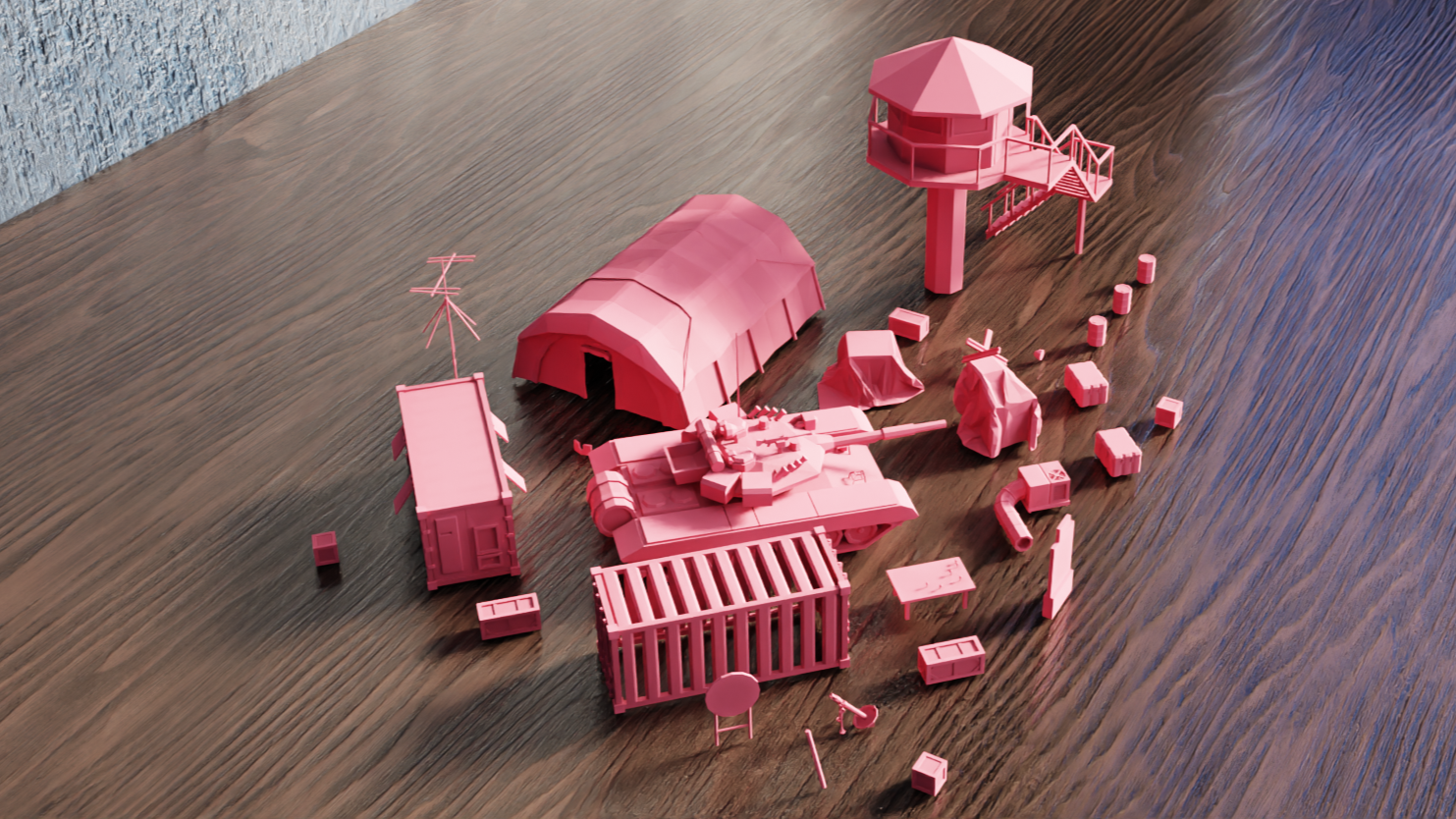 Low Poly Military Parts & Camp Collection