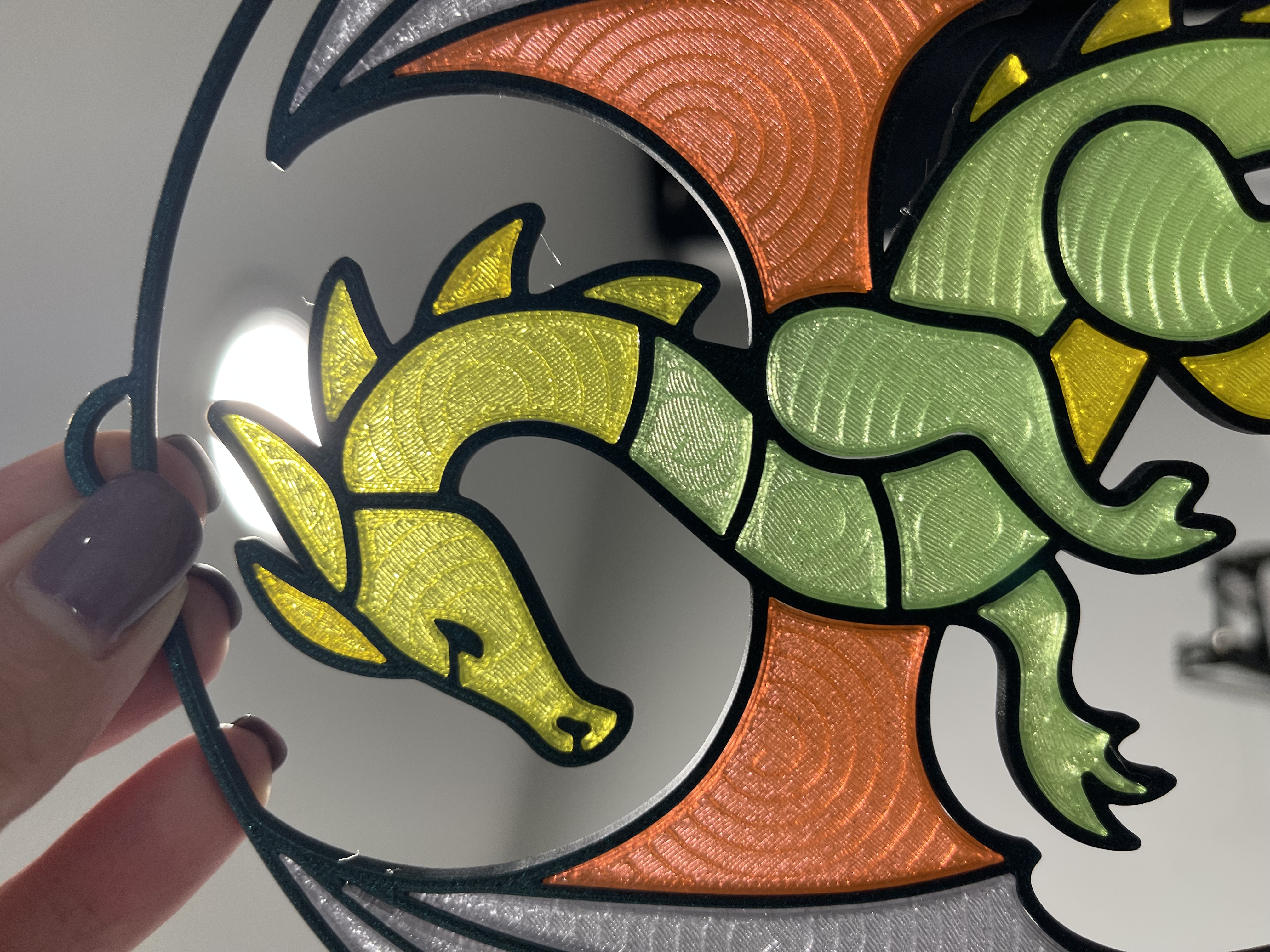 Dragon Stained Glass Suncatcher – Snap-Fit Fantasy Window Art