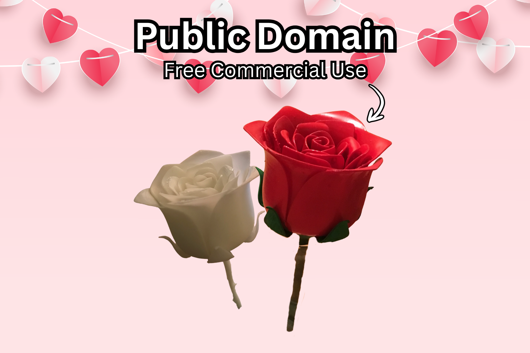 Easy Print Rose With Stem – Public Domain